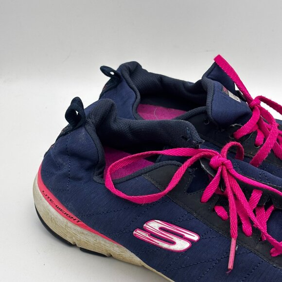 Skechers Navy Blue Pink Lightweight Athletic Running Walking Sneakers Womens 9.5 - Picture 3 of 8